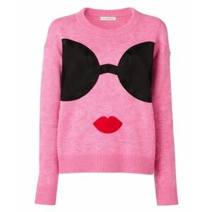 Alice Olivia Stace Face Sunglasses Pink Knit Sweater XS S